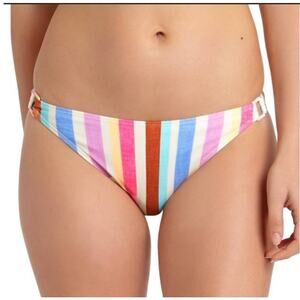 California Waves Rainbow Striped Hipster Bikini Bottoms - S